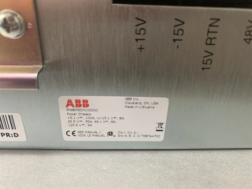 ABB PHARPSCH100000 power chassis installed in industrial control cabinet
